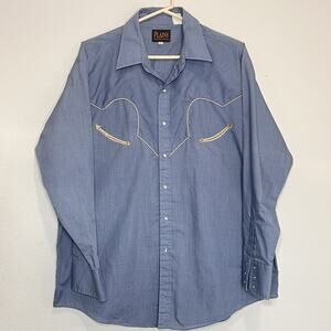 Plains Western Wear Shirt Men’s Size XL Blue Pearl Snaps LS Cowboy Country Rodeo